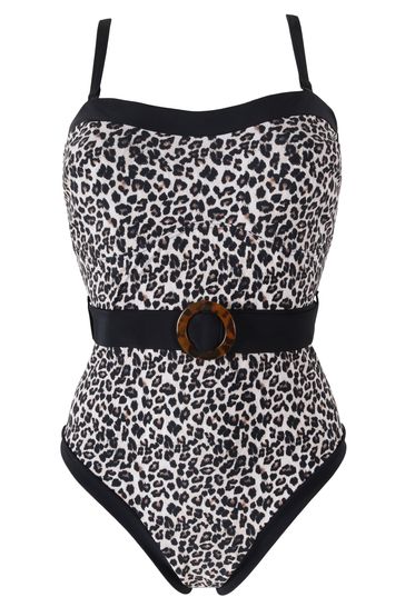 Black belted swimming costume top
