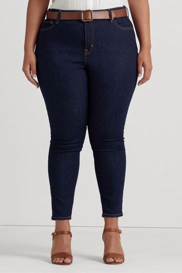 Lauren Ralph Lauren Curve Blue Rinse Wash High Rise Skinny Ankle Jeans