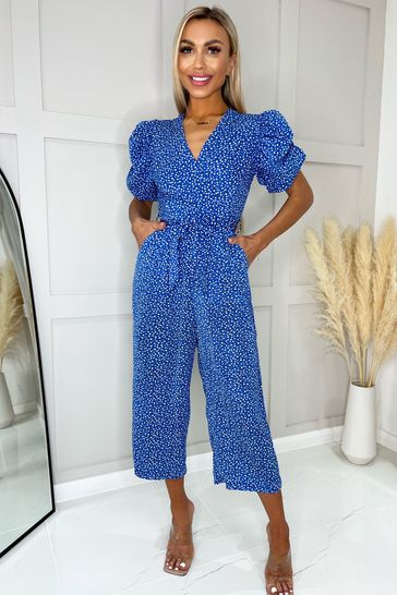Always chic baby blue belted culotte jumpsuit online