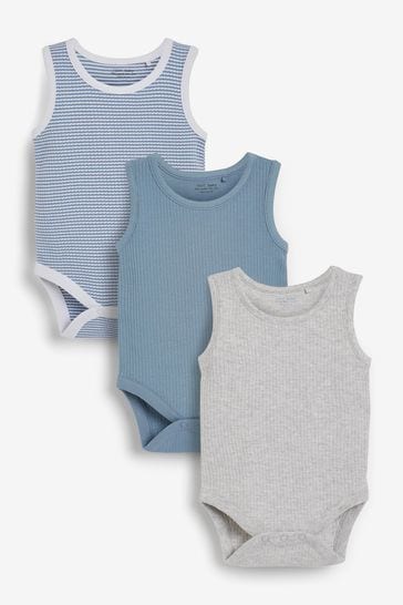 Blue Baby 3 Pack Vest Bodysuits