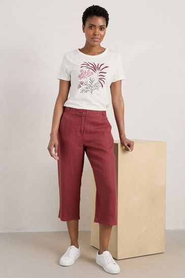 Red cheap cropped trousers