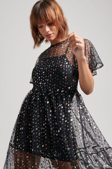 Black sheer sales sequin dress