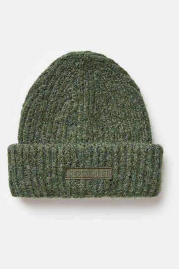 Joules Albert Green Oversized Ribbed Beanie Hat