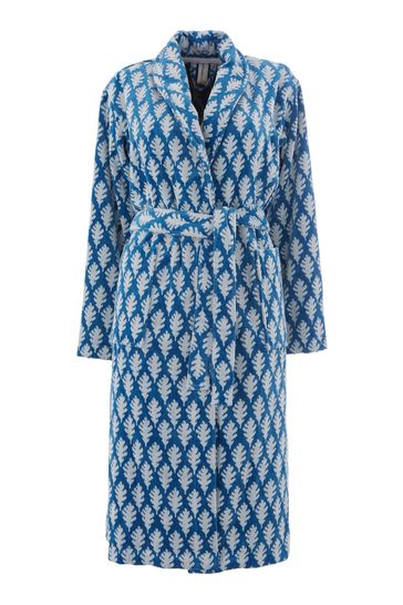 Joules Blue Oak Leaf Robe L - XL