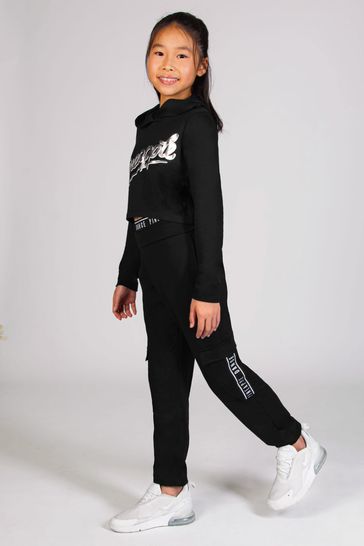 Buy Pineapple Girls Logo Crop Black Hoodie from Next Luxembourg
