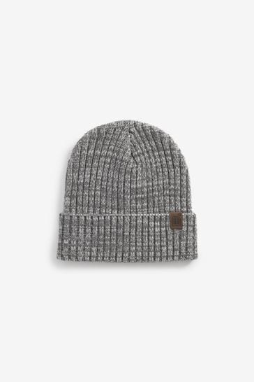 Grey Twist Knitted Rib Beanie Hat (1-16yrs)