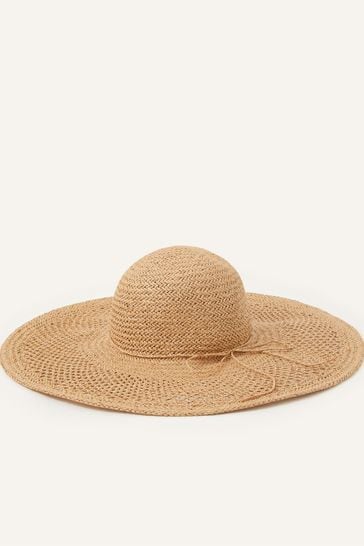 Accessorize Natural Open Weave Floppy Hat