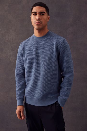 Blue Premium Texture Crew Sweatshirt