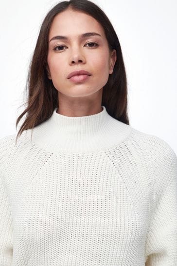 Buy Barbour International Nebula Funnel Neck Knitted White Jumper