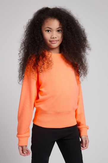 Juicy Couture Girls Orange Chunky Rib Shoulder Sweatshirt