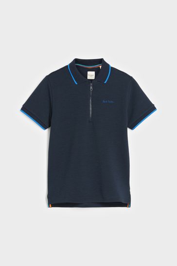 Buy Paul Smith Junior Boys Navy Short Sleeve Signature Zip Polo Shirt from Next Bahrain