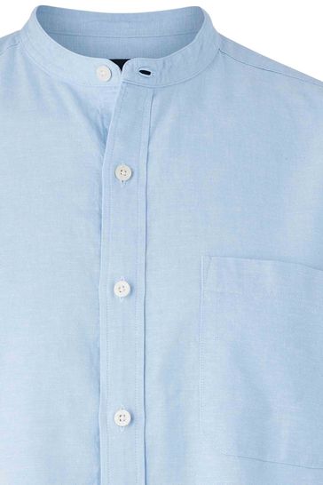 Buy Savile Row Company Light Blue Linen Cotton Grandad Collar