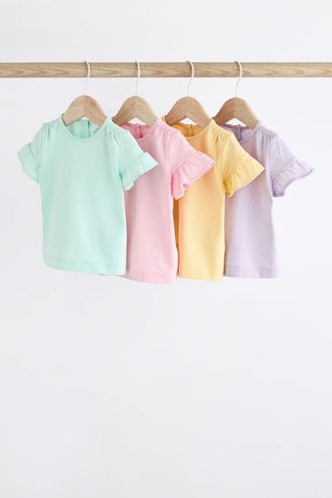 Multi Pastel Baby Short Sleeve Top 4 Pack