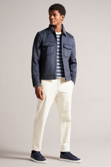 Ted baker navy leather jacket shop