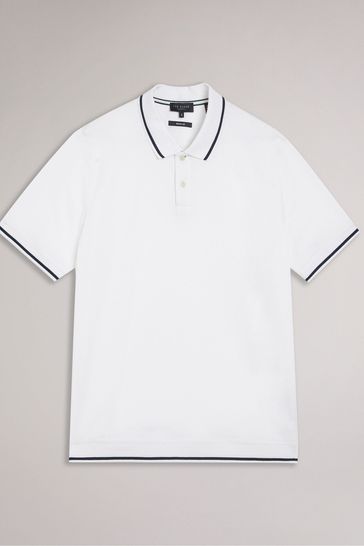 Buy Ted Baker Erwen Short Sleeve Regular Textured White Polo Shirt