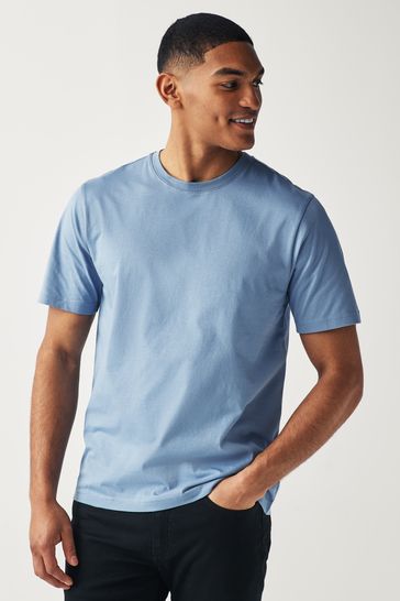 Blue Mid Regular Fit Essential Crew Neck T-Shirt