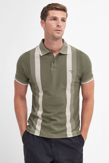 Barbour® Green Howden Vertical Stripe Polo Shirt