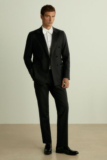 Reiss Black Poker Modern Fit Double Breasted Tuxedo Jacket