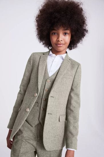 Buy MOSS Green Boys Herringbone Tweed Jacket from Next Canada