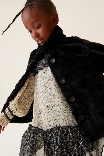 Kids black faux best sale fur coat