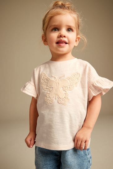Ecru Cream Crochet Butterfly T-Shirt (3mths-7yrs)