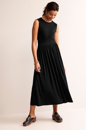 Boden Black Thea Sleeveless Midi Dress