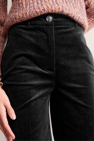 Boden Black Wide Leg Corduroy Trousers