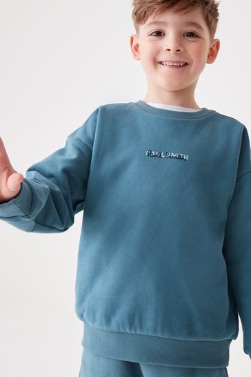 Buy Paul Smith Junior Boys Mid Blue 100 Cotton Panel Crew Neck Sweatshirt from Next Bahrain