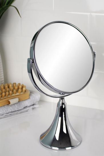 Showerdrape Chrome Vanity Mirror Round 3x Magnification Reversable Panos