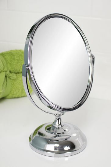 Showerdrape Chrome Vanity Mirror Oval 5x Magnification Reversable Eris