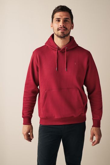 Red Regular Fit Jersey Cotton Rich Overhead Hoodie