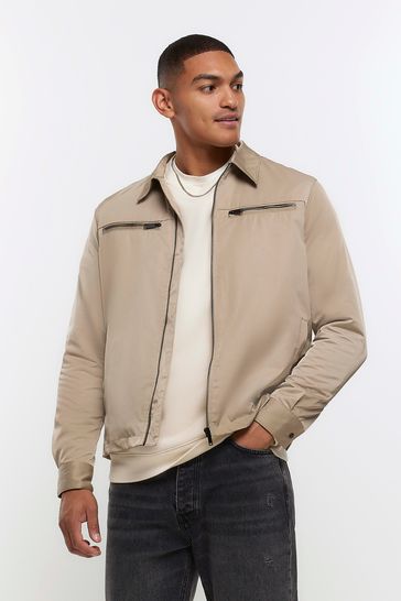 Chaqueta natural de corte estándar con cremallera de River Island