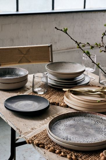 French Connection 12 Piece Natural Grey Westcott Reactive Dinner Set