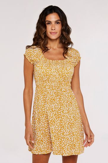 Buy Apricot Yellow Abstract Daisy Milkmaid Dress from Next Ireland