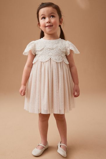 Zara beige 2024 lace dress