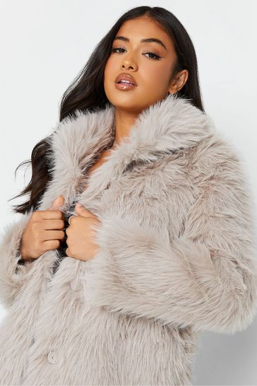 Missguided grey deals faux fur coat