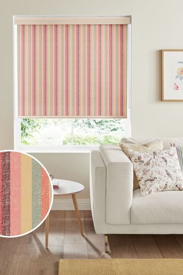 Cath Kidston Pink Textured Stripe Multi Made to Measure Roller Blind