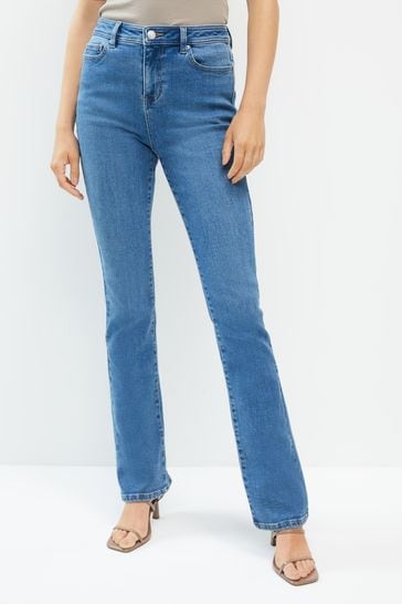 Mid Blue Cosy Brushed Bootcut Jeans