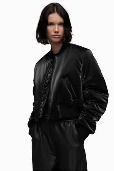 Buy AllSaints Callie Shine Black Bomber Jacket from Next Luxembourg