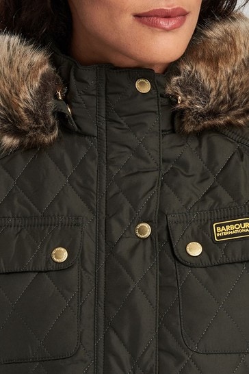 barbour international enduro quilted hooded jacket