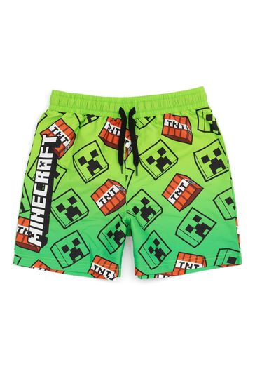 Vanilla Underground Green Boys Minecraft Licencing Swim Shorts