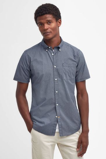 Barbour® Navy Shell Print Short Sleeve Shirt