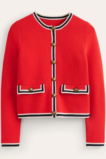 Buy Boden Red Holly 100 Cotton Cropped Knitted Cardigan from Next Netherlands