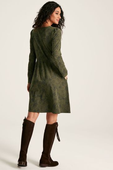 Joules Neve Dark Green Jersey Long Sleeve Dress