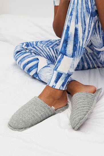 Grey Towelling Slippers