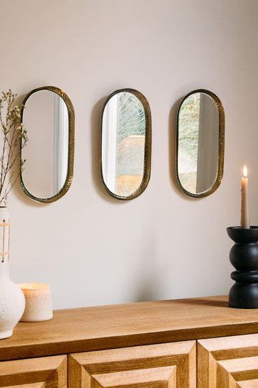 Gold Set of 3 Decorative Wall Mirrors