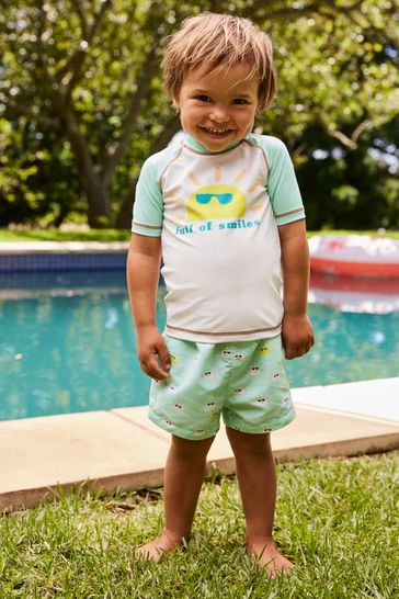 Green/White Smiles Sunsafe Top and Shorts Set (3mths-7yrs)