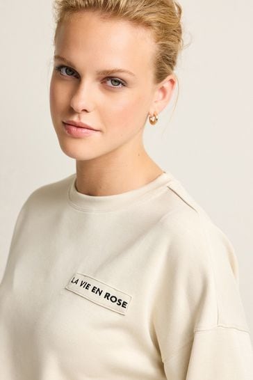Ecru White La Vie En Rose Slinky Soft Touch Sweatshirt