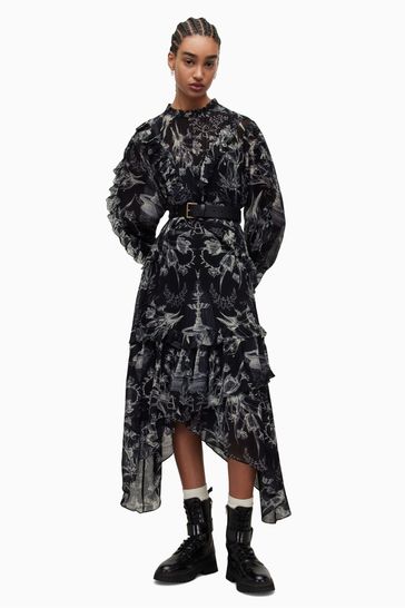 Buy AllSaints Short Sleeve Aurelia Black Dress from Next Luxembourg