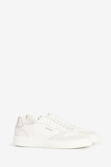 Buy Barbour White White Celeste Silver Detail Cupsole Trainers